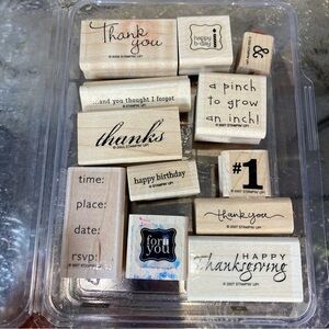 Stampin' Up! Wooden Stamp Collection with Black Text set of 12